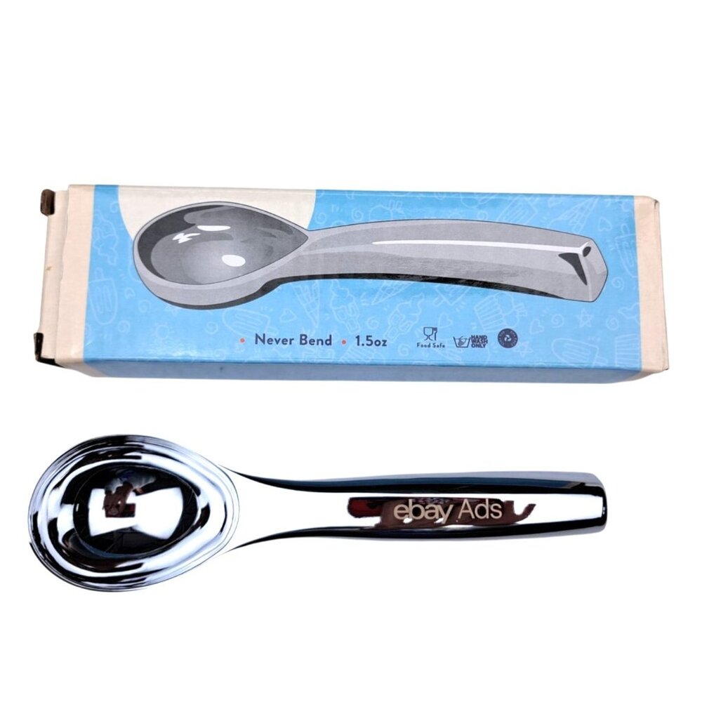 eBay Ads Ice Cream Scoop Stainless Steel With Rubber Grip Swag Promo Etched New